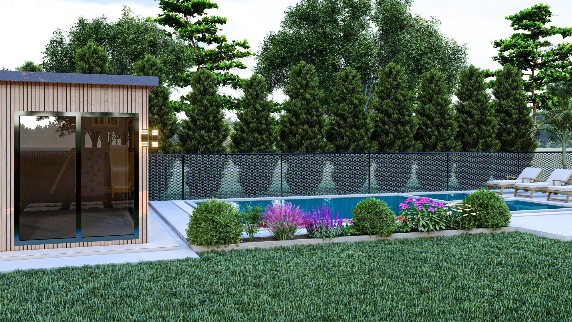 3d Rendered A Nice Backyard With A Pool Outdoor K