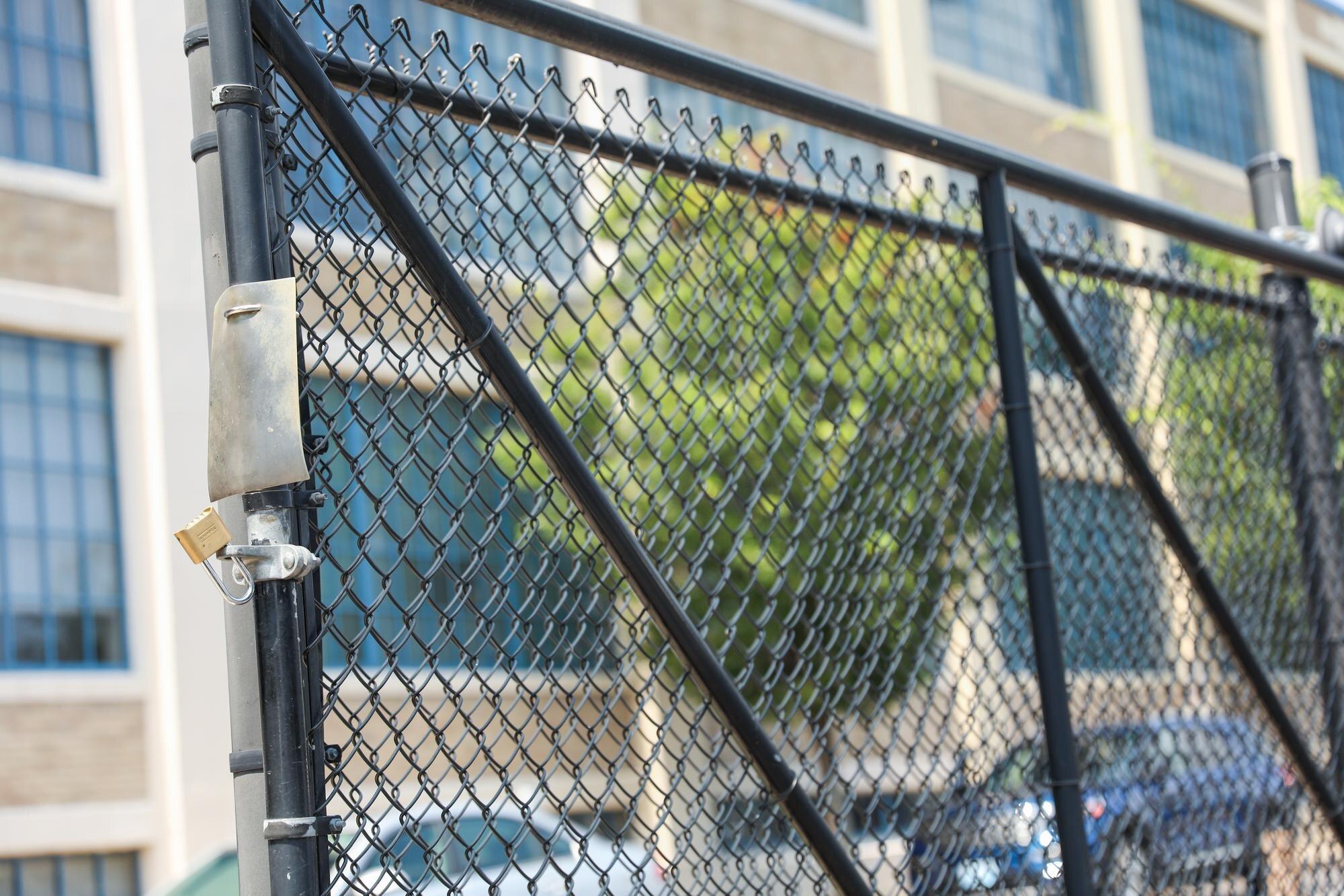 A Green Tree Is Behind A Fence