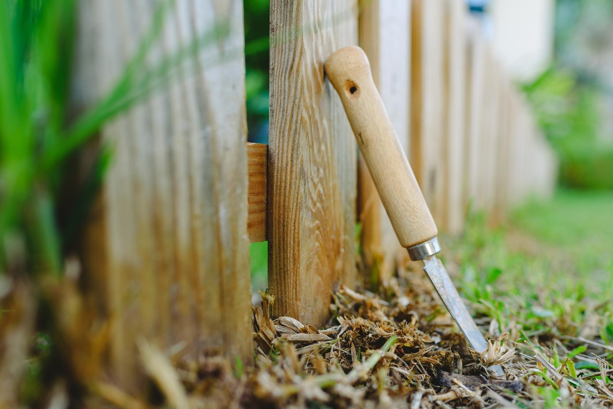 Close Up Of Wooden Fence On Field