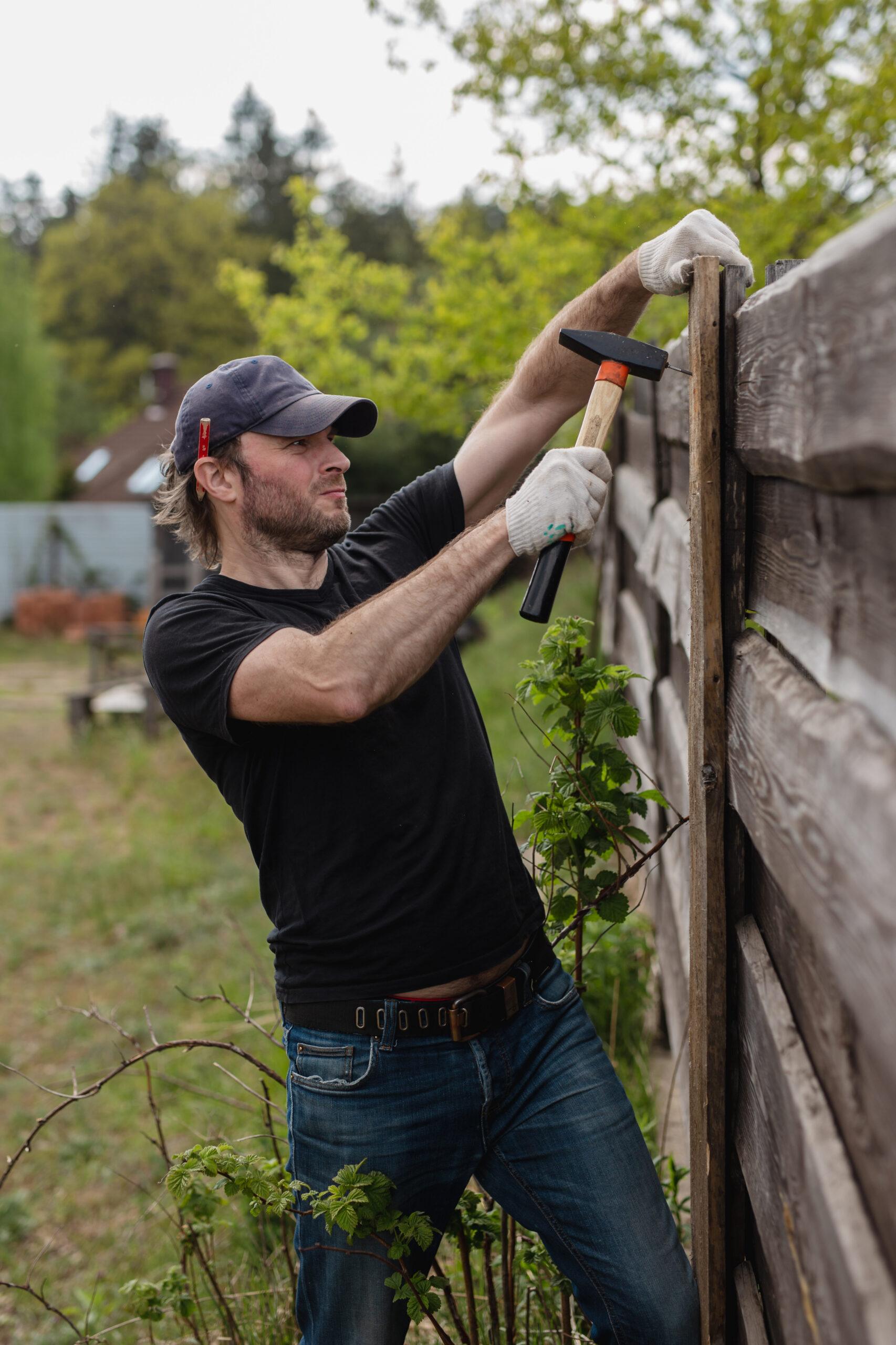 Man Builds Sections Of Fence Around His Yard Out O