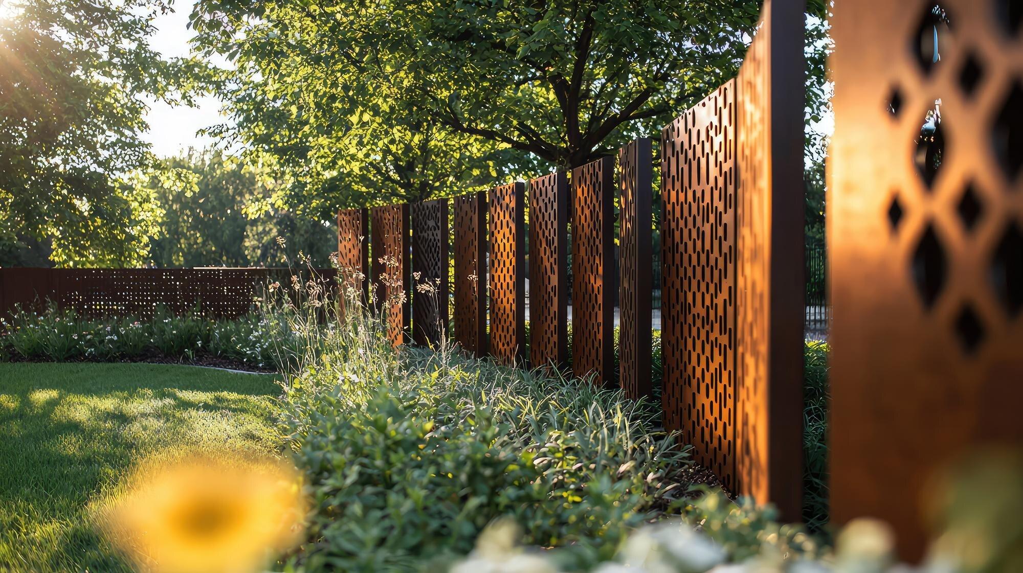 Modern Geometric Fence Design With Natural Element